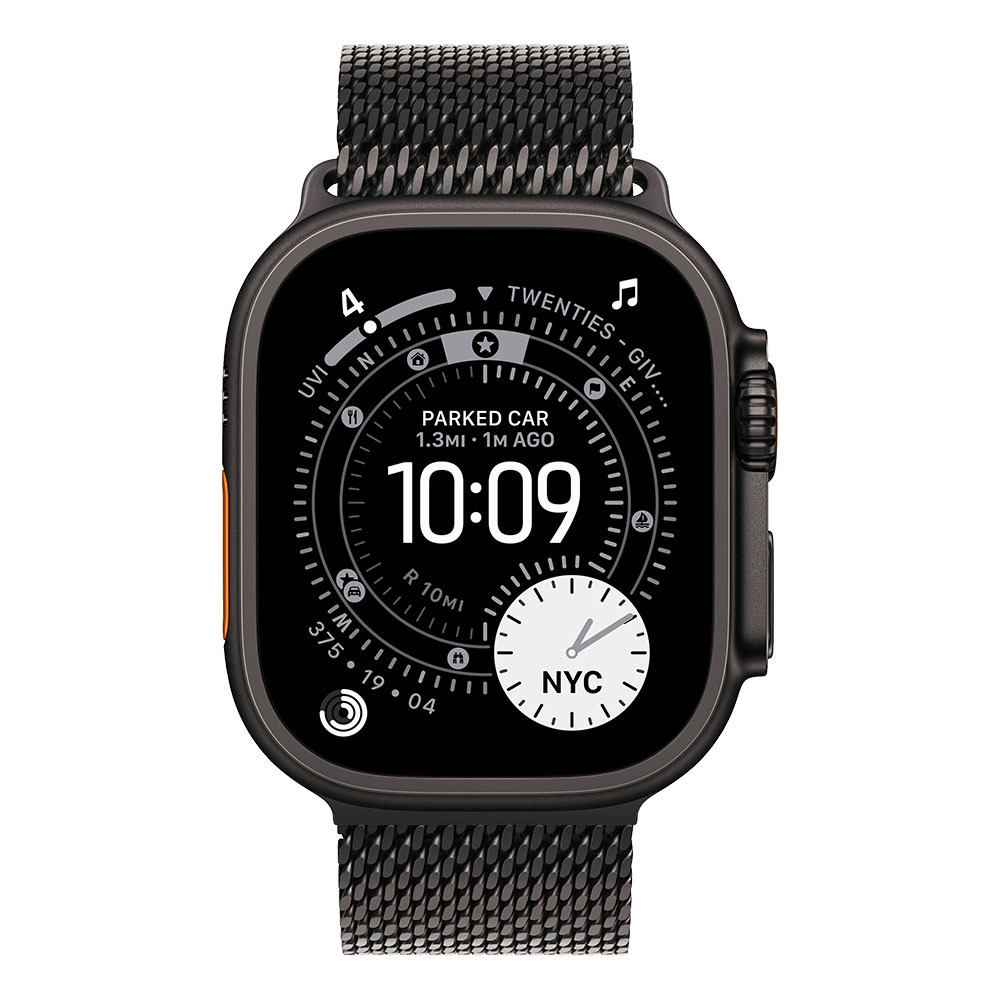 Apple Watch Ultra 3 Cellular 49mm Black Titanium Case with Black Titanium Milanese Loop - Medium