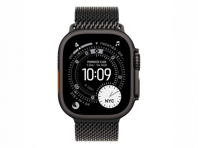 Apple Watch Ultra 3 Cellular 49mm Black Titanium Case with Black Titanium Milanese Loop - Small