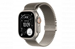 Apple Watch Ultra 3 Cellular 49mm Natural Titanium Case with Natural Titanium Milanese Loop - Medium