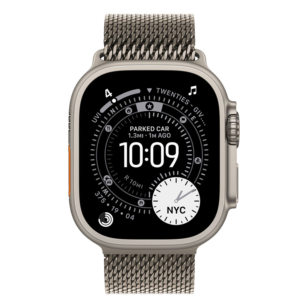 Apple Watch Ultra 3 Cellular 49mm Natural Titanium Case with Natural Titanium Milanese Loop - Medium