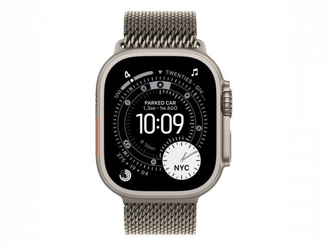 Apple Watch Ultra 3 Cellular 49mm Natural Titanium Case with Natural Titanium Milanese Loop - Medium