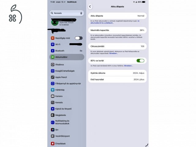 Apple iPad Pro 11” M4 256 GB Wi-Fi – 98% akku, megkímélt állapot