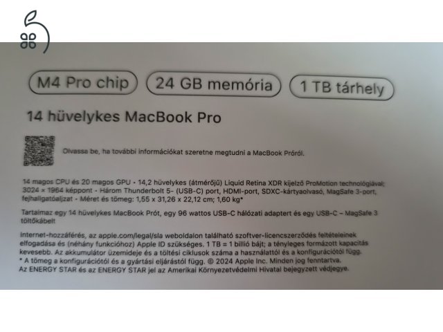 MacBook Pro 14” M4Pro Chip 14 mag CPU & 20 mag GPU, 24GB RAM, 1TB SSD, Akku: 100% 