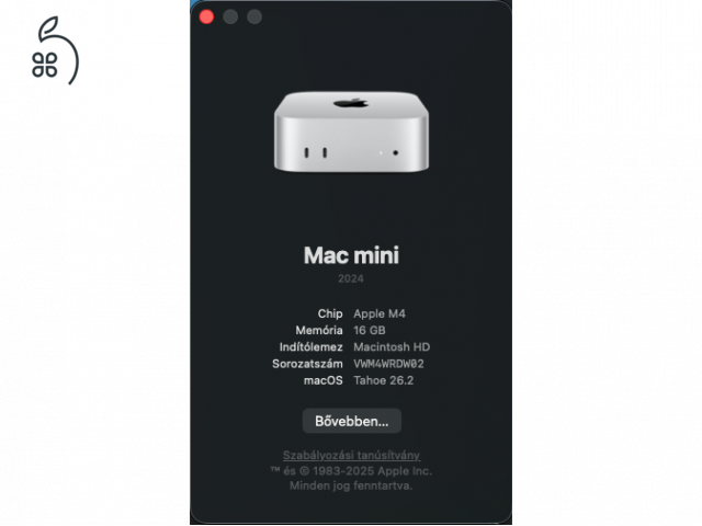 Mac mini M4 16GB + 1TB SSD + UGREEN Dock + Magic Mouse + billentyűzet