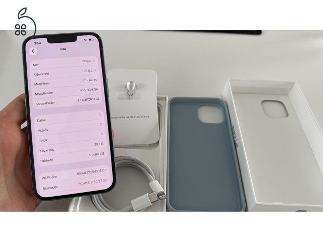 Apple iPhone 14 128GB, kék, 86% akksi, kiváló állapot, független