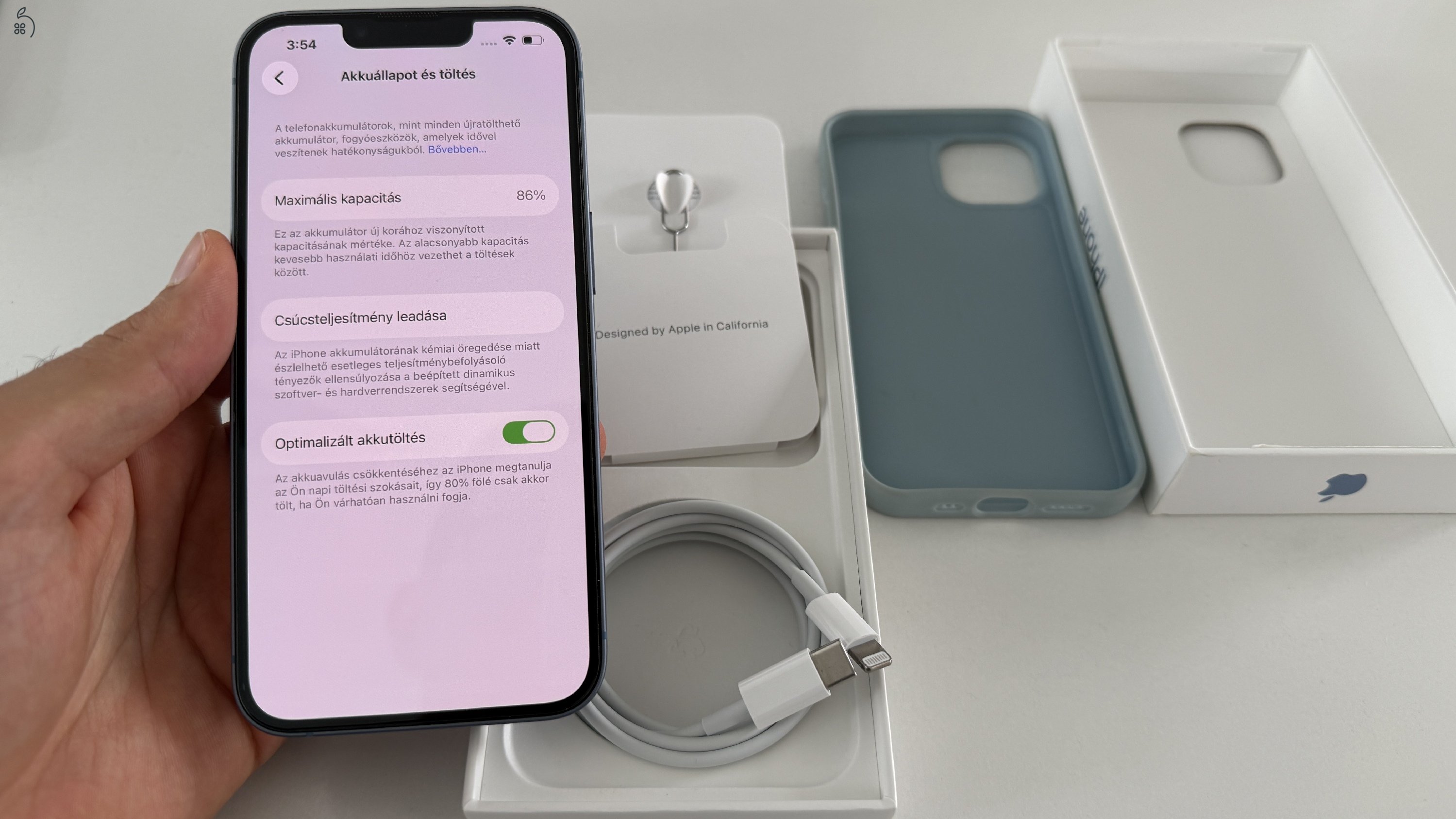 Apple iPhone 14 128GB, kék, 86% akksi, kiváló állapot, független