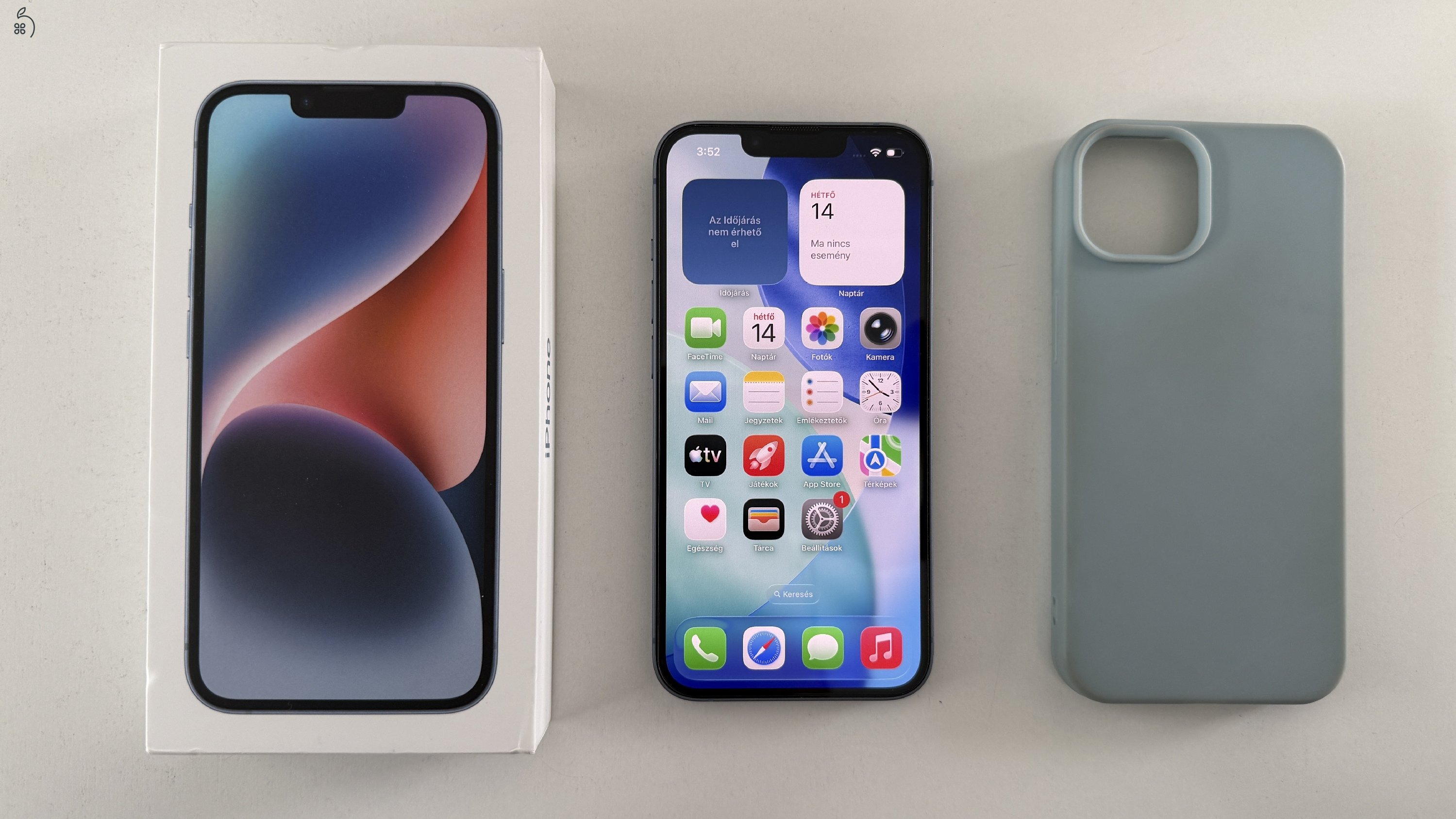 Apple iPhone 14 128GB, kék, 86% akksi, kiváló állapot, független