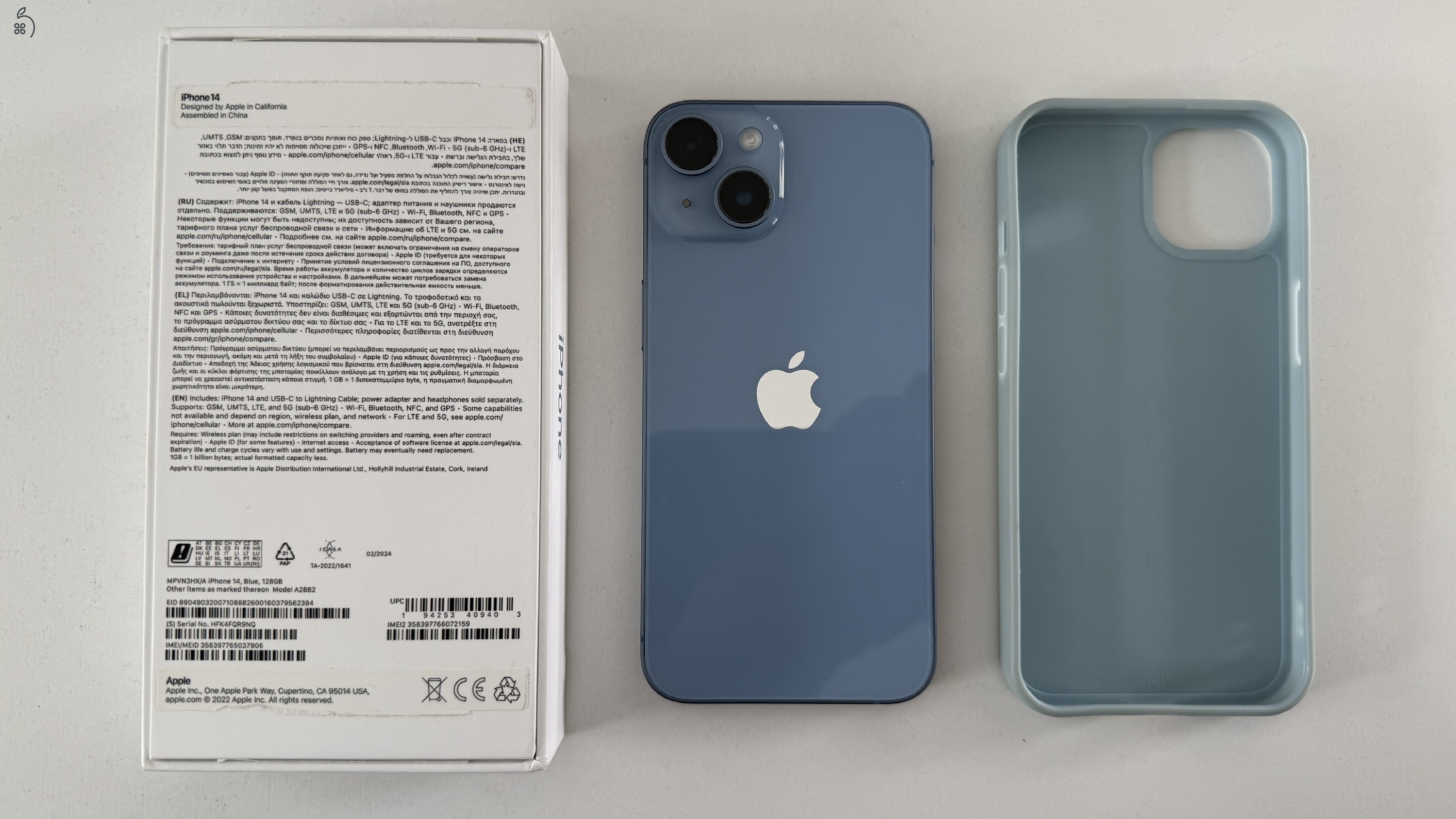 Apple iPhone 14 128GB, kék, 86% akksi, kiváló állapot, független