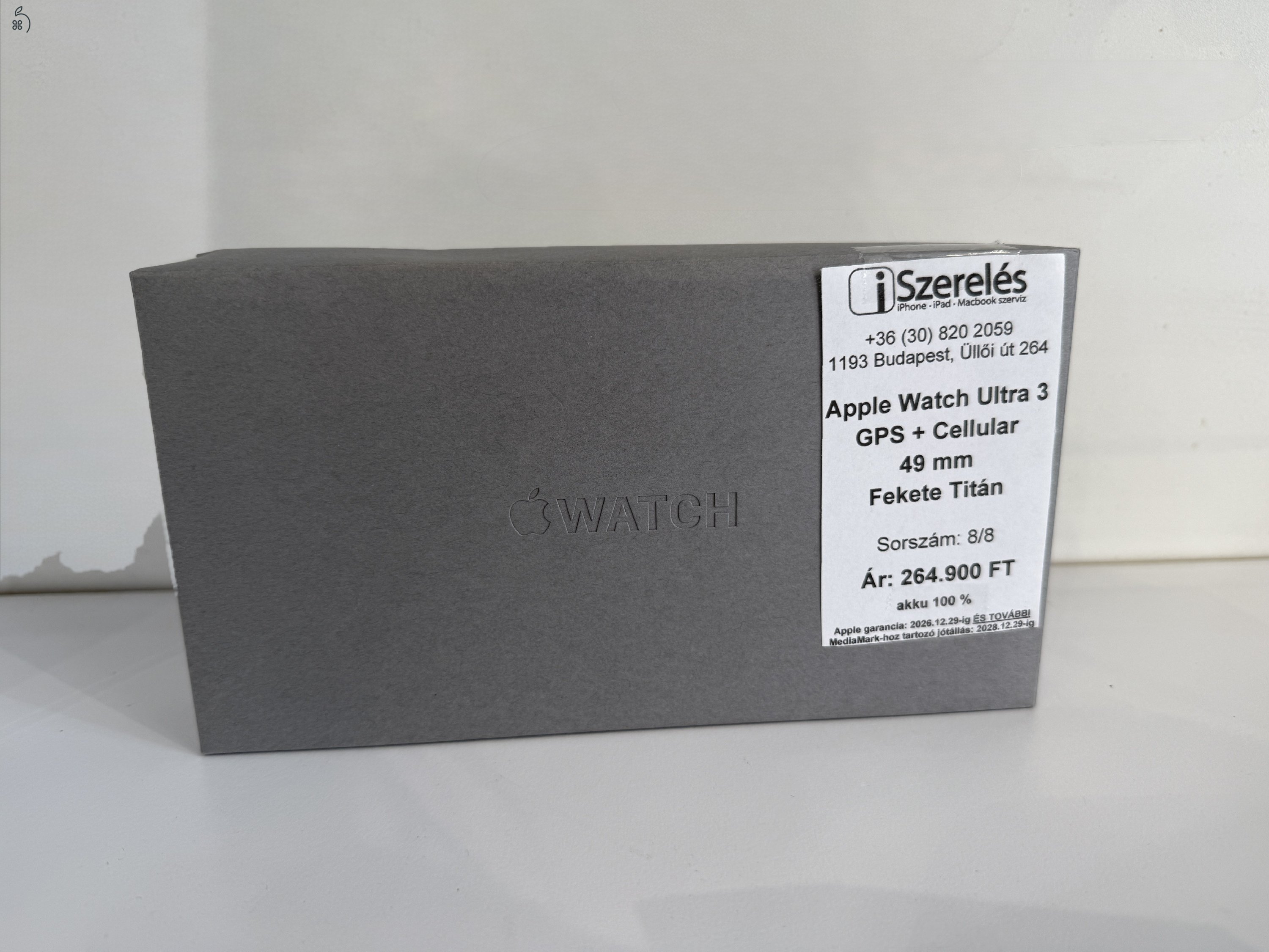Apple garancia 2026.12.29 + Media Markt 2028.12.29 | Apple Watch Ultra 3 fekete titán akku 100% (8/8)