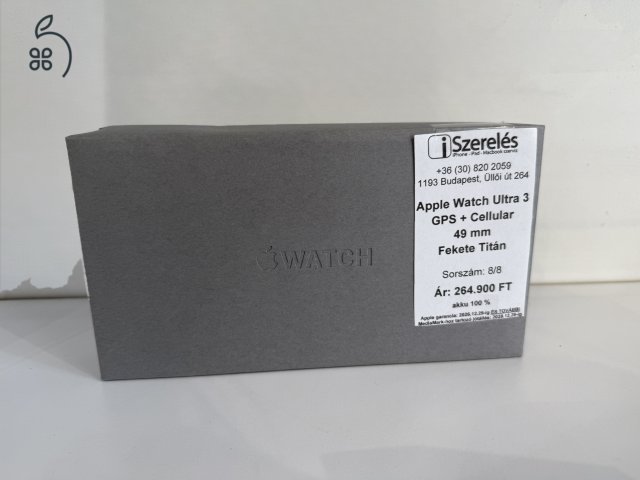 Apple garancia 2026.12.29 + Media Markt 2028.12.29 | Apple Watch Ultra 3 fekete titán akku 100% (8/8)