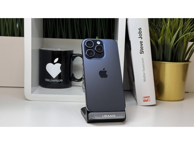 iPhone 15 Pro 256GB, Kék Titán, Független, Számla, 2 Év Garancia, 98%