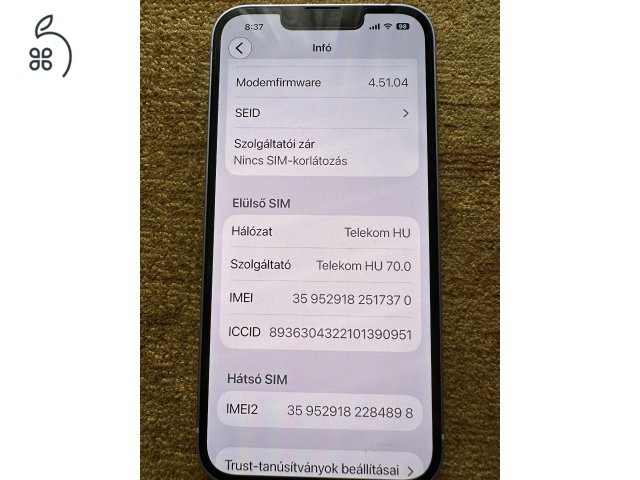 Eladó Iphone 14 hibátlan Független 1 gazdis.128gb Lila.