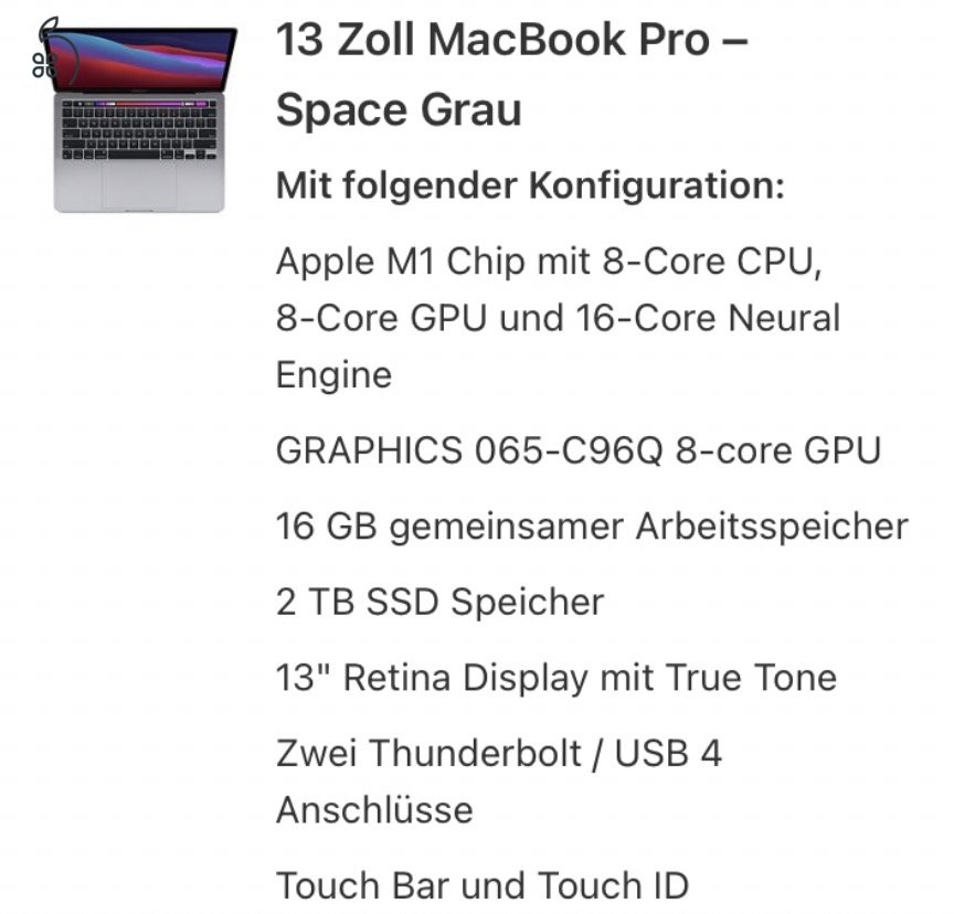 Macbook Pro M1 2TB 16GB