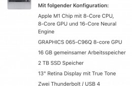 Macbook Pro M1 2TB 16GB