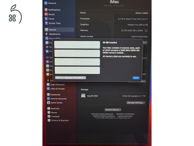 Kivánló állapotú, erős iMAC 2017 / 5K 27
