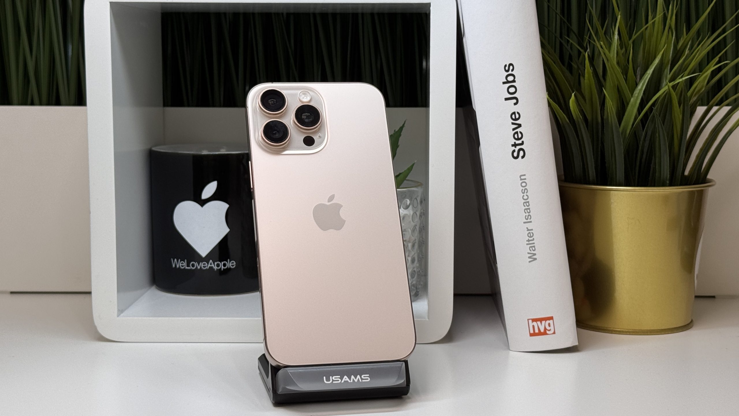 iPhone 16 Pro Max 256GB, Sivatagszínű Titán, Független, Számla, 2 Év Garancia, 90%