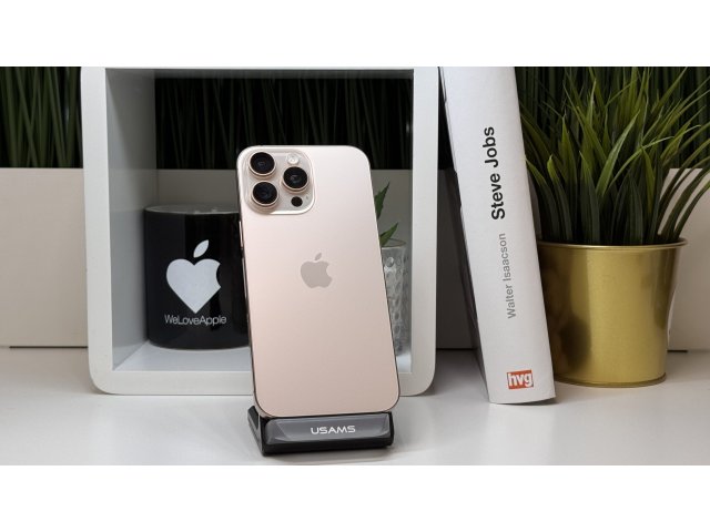 iPhone 16 Pro Max 256GB, Sivatagszínű Titán, Független, Számla, 2 Év Garancia, 90%