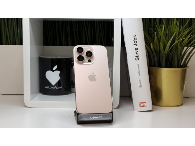 iPhone 16 Pro 256GB, Sivatagszínű Titán, Független, Számla, 2 Év Garancia, 92%