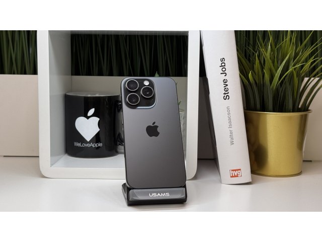 iPhone 15 Pro 256GB, Fekete Titán, Független, Számla, 2 Év Garancia, 81%