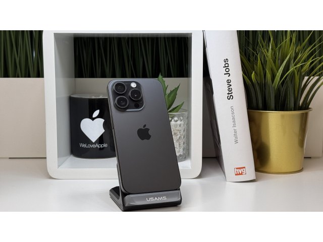 iPhone 15 Pro 256GB, Fekete Titán, Független, Számla, 2 Év Garancia, 89%