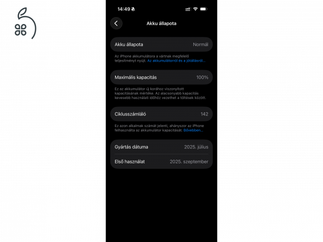 Iphone 17 Pro 256 GB Silver színben 100% -os Akkuval