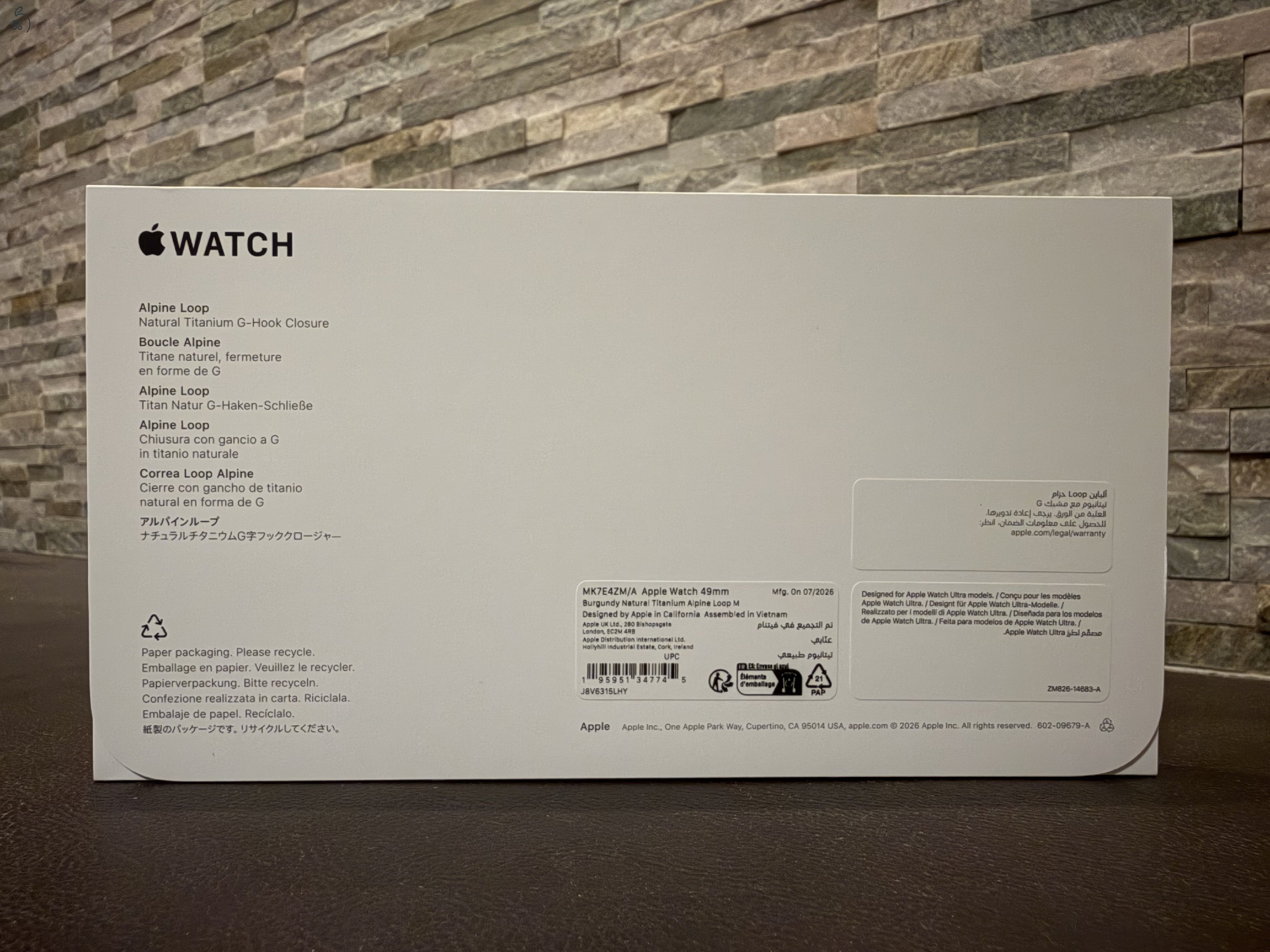 Apple Watch Ultra burgundi színű Alpesi pánt (bontatlan új) eladó