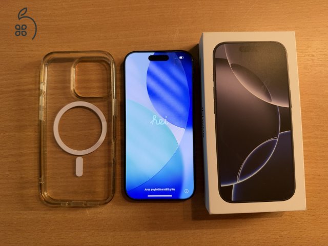 Hibátlan iPhone 16 Pro 128 GB Fekete Titán, Kártyafüggetlen, 1 év garancia, 98% akku