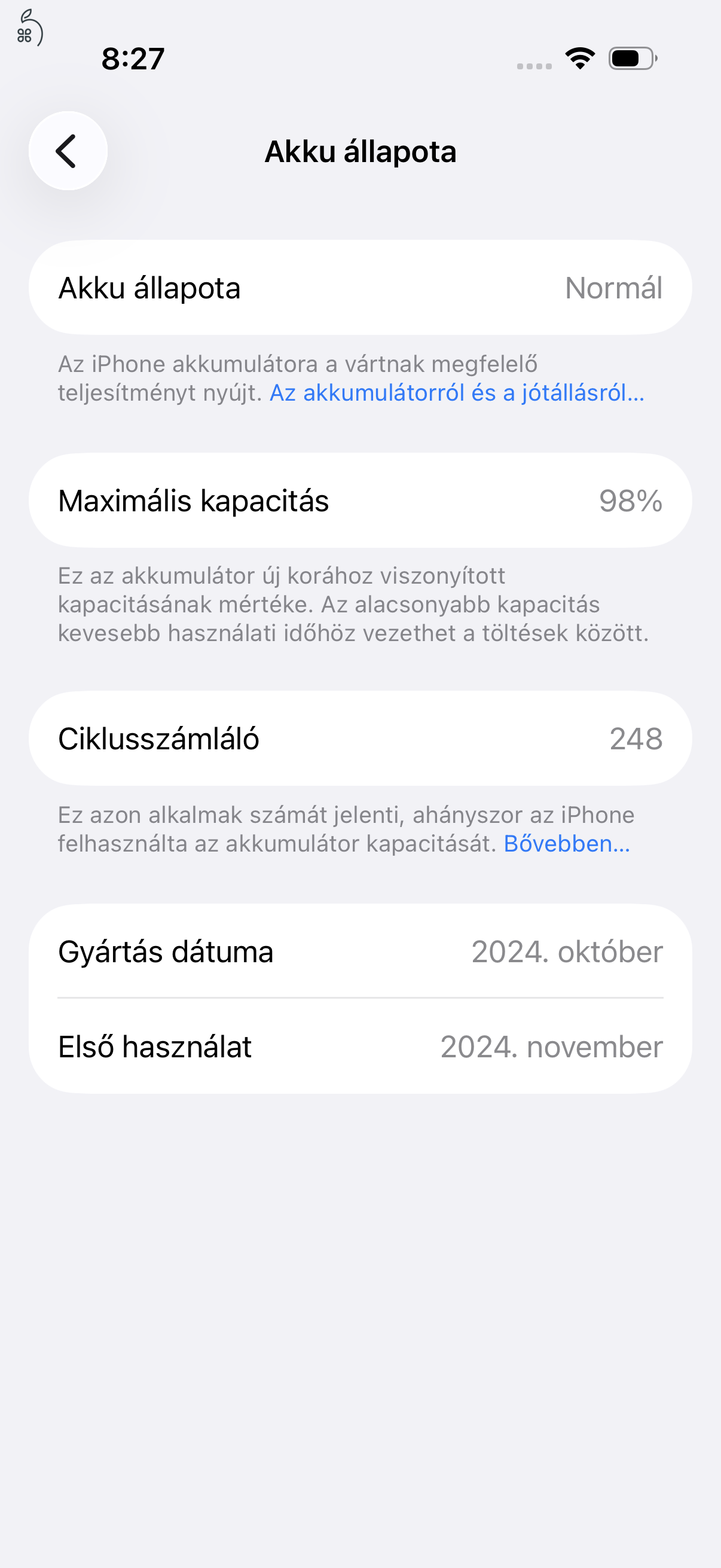 Hibátlan iPhone 16 Pro 128 GB Fekete Titán, Kártyafüggetlen, 1 év garancia, 98% akku