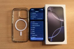 Hibátlan iPhone 16 Pro 128 GB Fekete Titán, Kártyafüggetlen, 1 év garancia, 92% akku