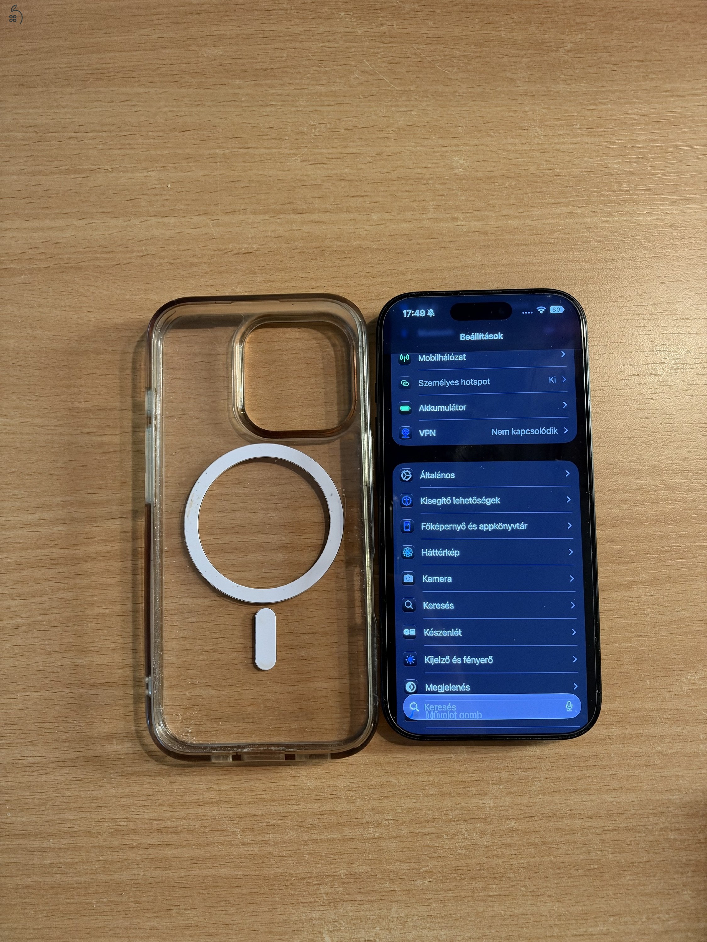 Hibátlan iPhone 16 Pro 128 GB Fekete Titán, Kártyafüggetlen, 1 év garancia, 92% akku