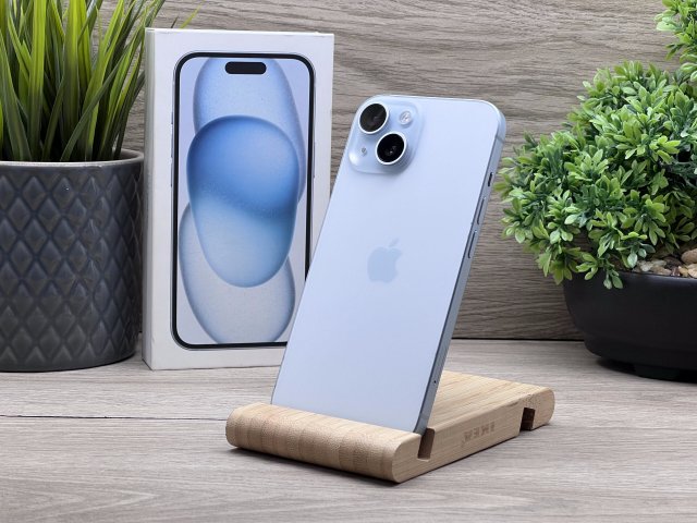 Hibátlan iPhone 15 Blue 128GB 2 ÉV Garanciával Számlával Aksi 100%