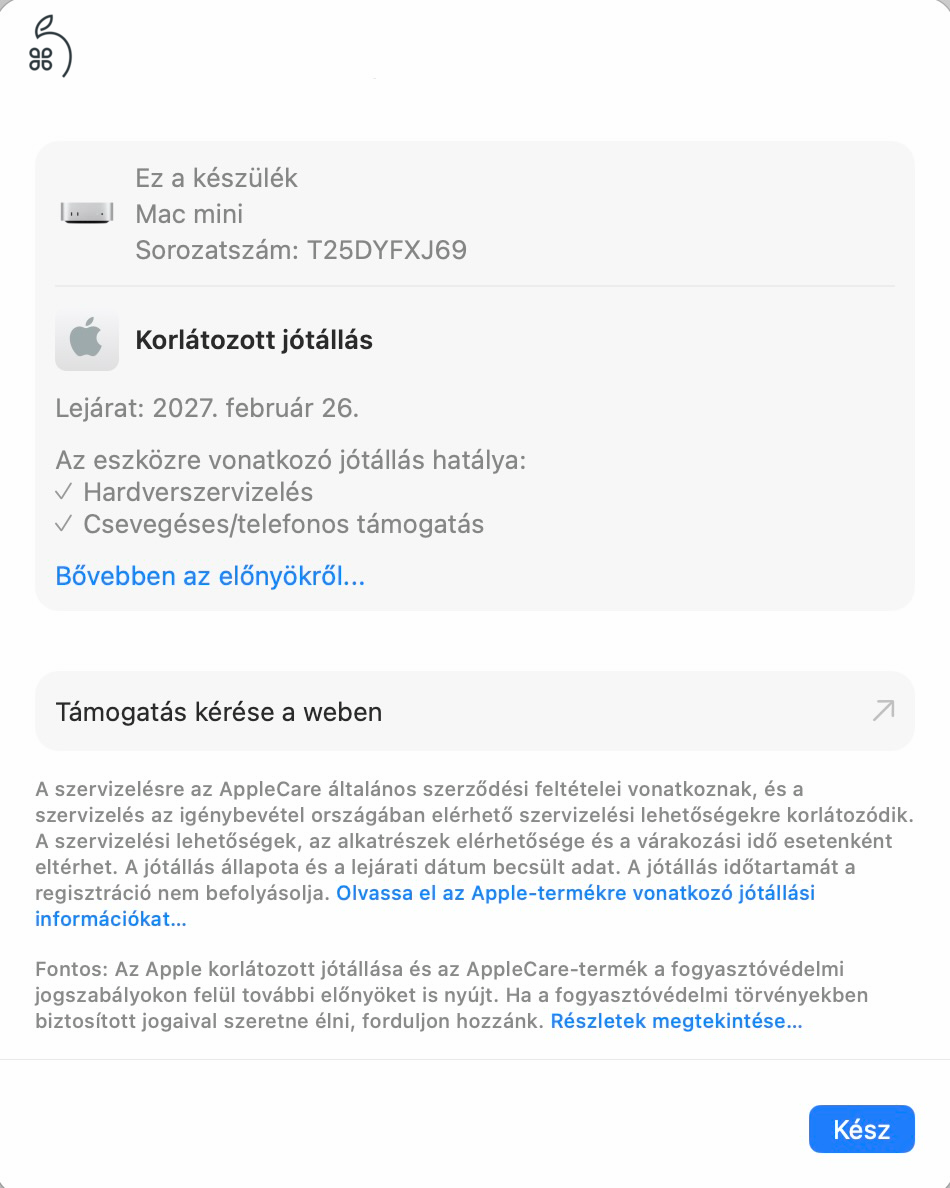 Mac Mini M4 16GB/256GB Garancia 2027/02