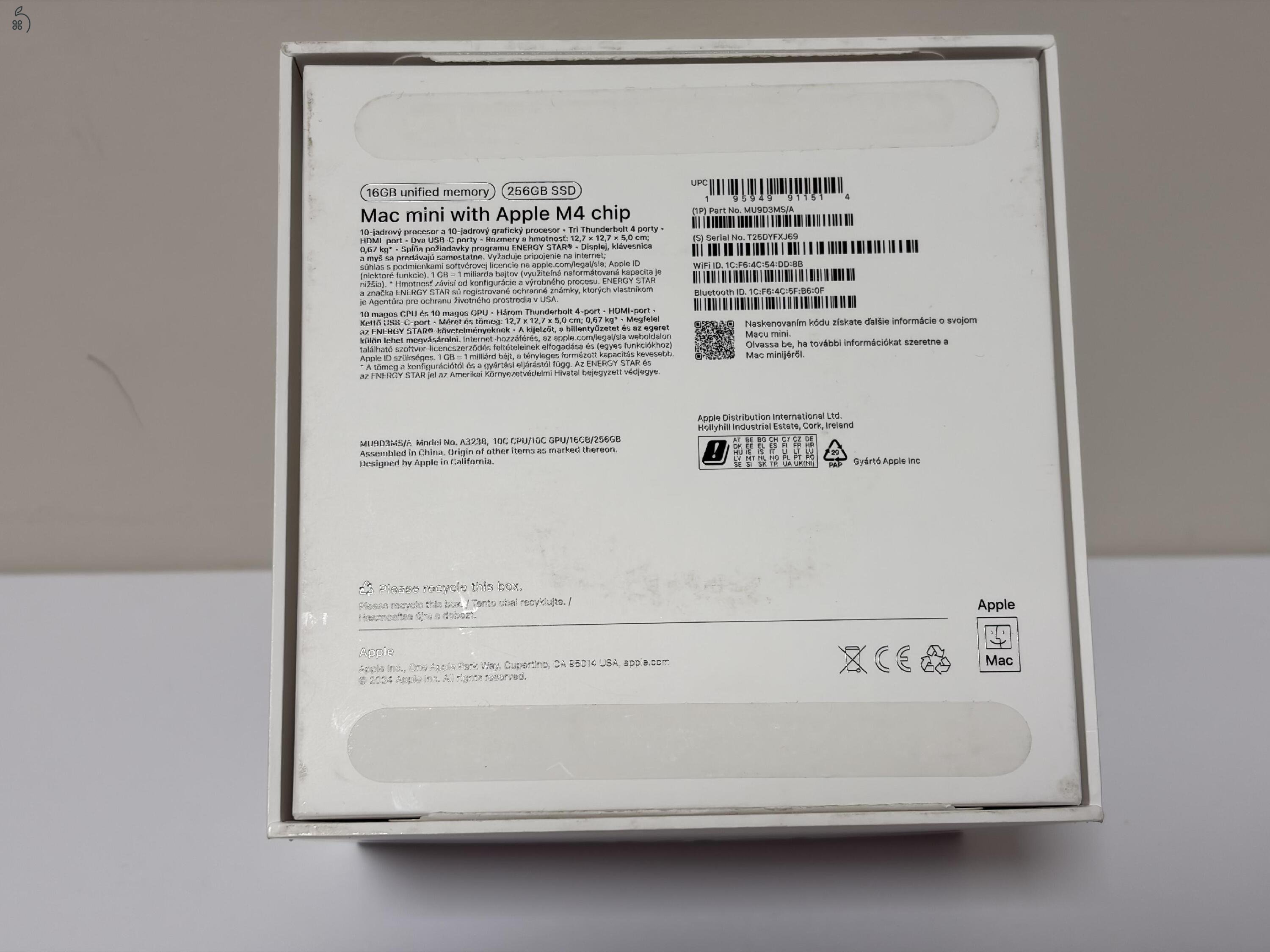 Mac Mini M4 16GB/256GB Garancia 2027/02