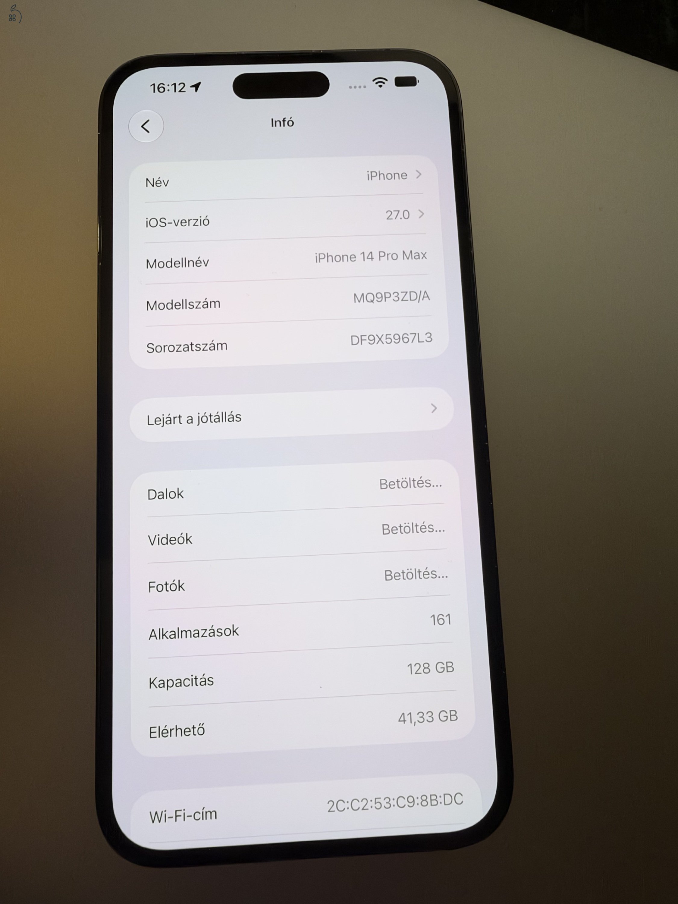 iPhone 14 Pro Max 128 GB fekete 84% akku