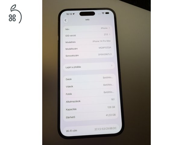 iPhone 14 Pro Max 128 GB fekete 84% akku