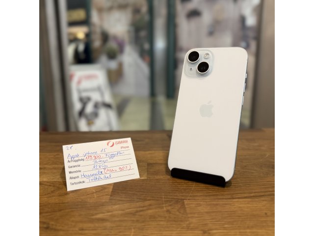 Apple iPhone 15 - 128GB - Kék - Akku 90%( 27.)