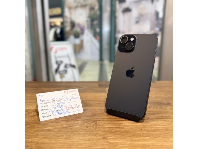 Apple iPhone 15 - 128GB - Fekete - Független - Akku 100% ( 138.)