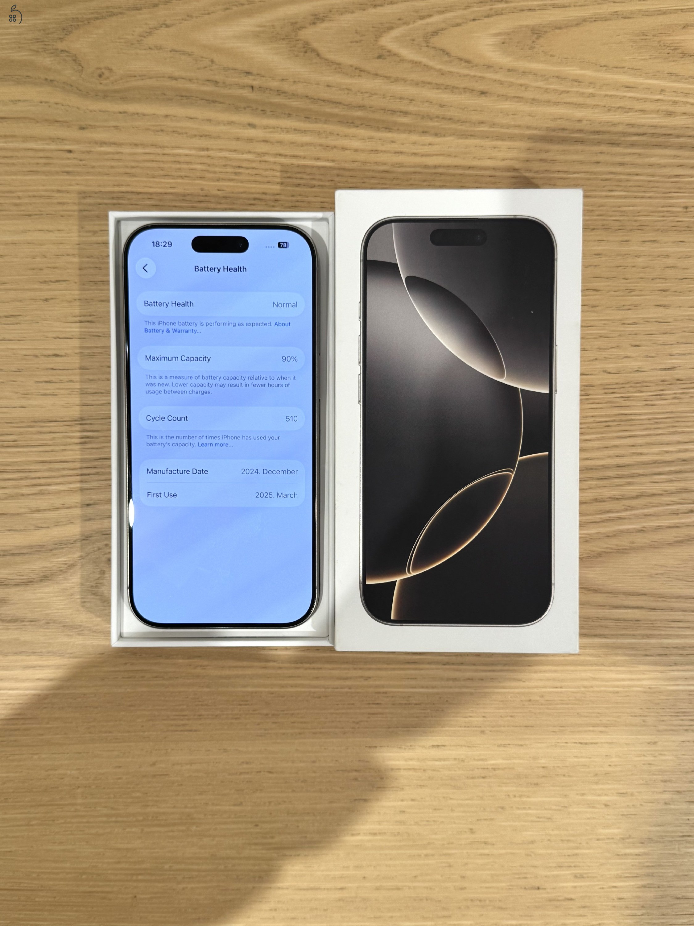 iPhone 16 Pro – 128GB – Natural Titanium – 90% Akkumulátor