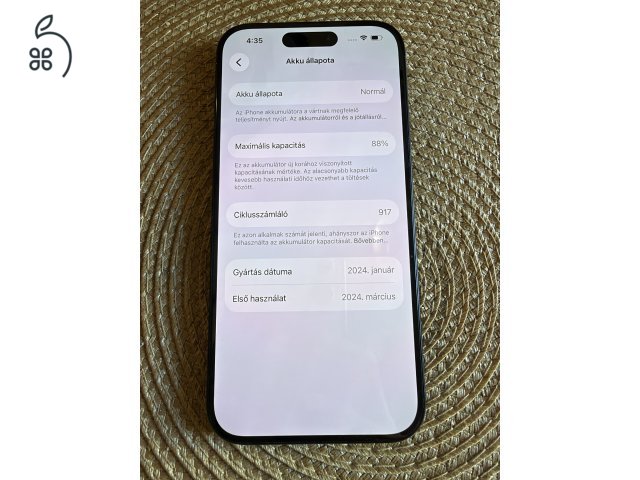 Iphone 15 pro 128gb 88% akkumlátor