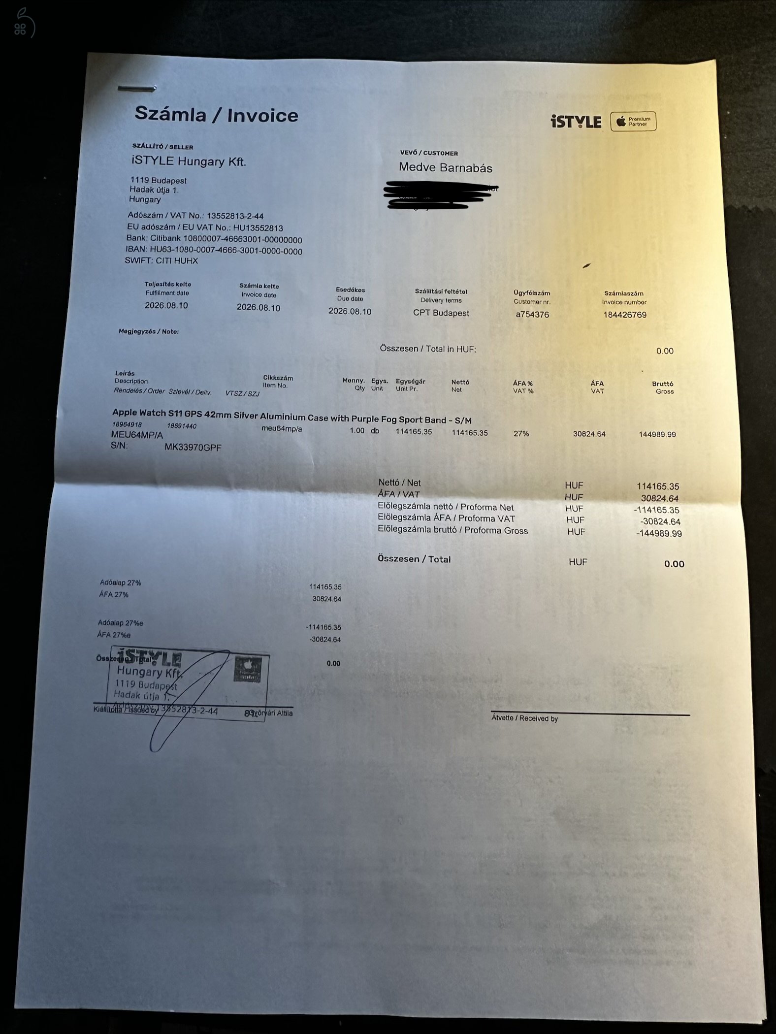 Apple Watch Series 11 42mm GPS Silver 2 hónapos, hibátlan, garanciás