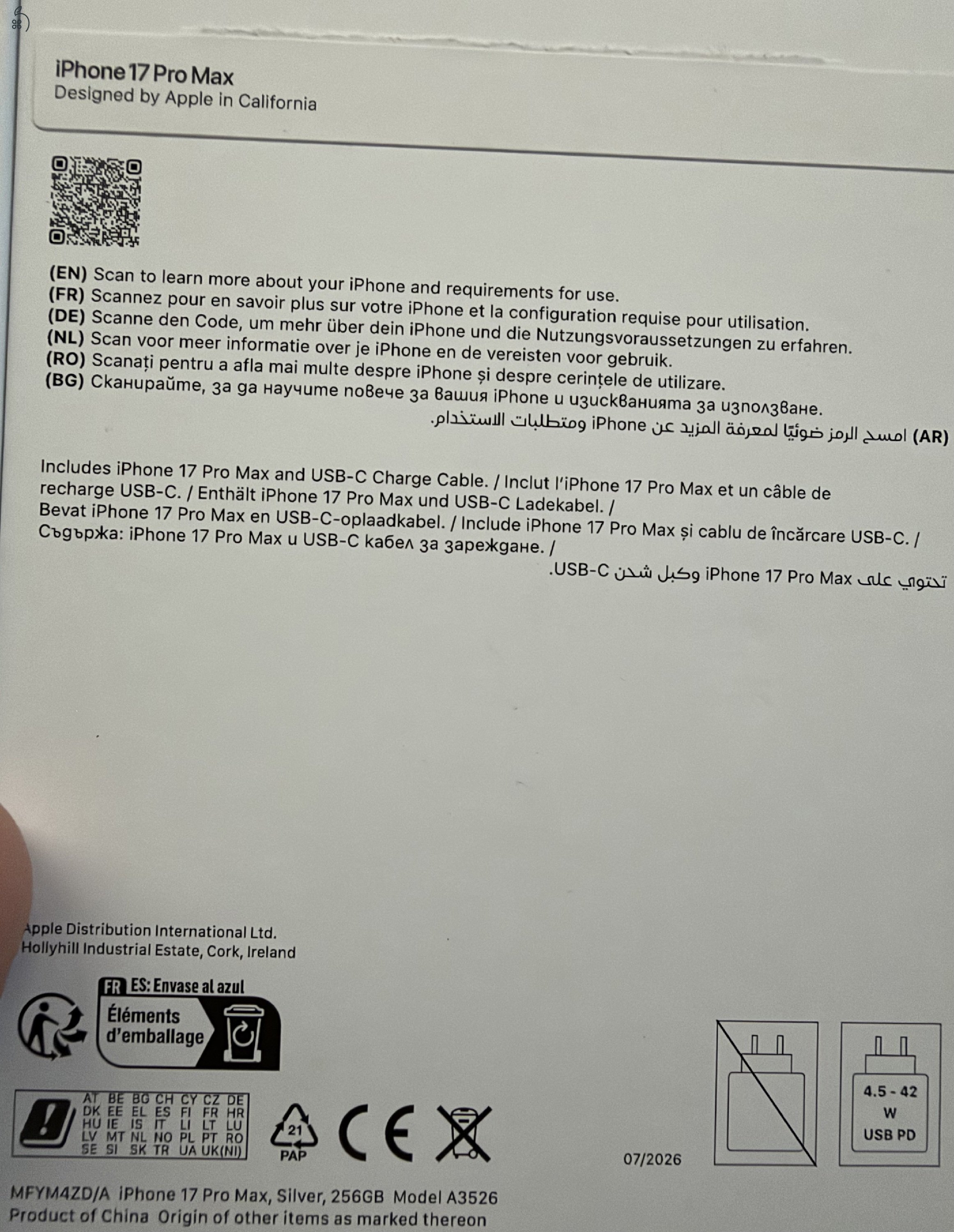 Iphone 17 pro max 256GB, ezüst, 3 ciklus