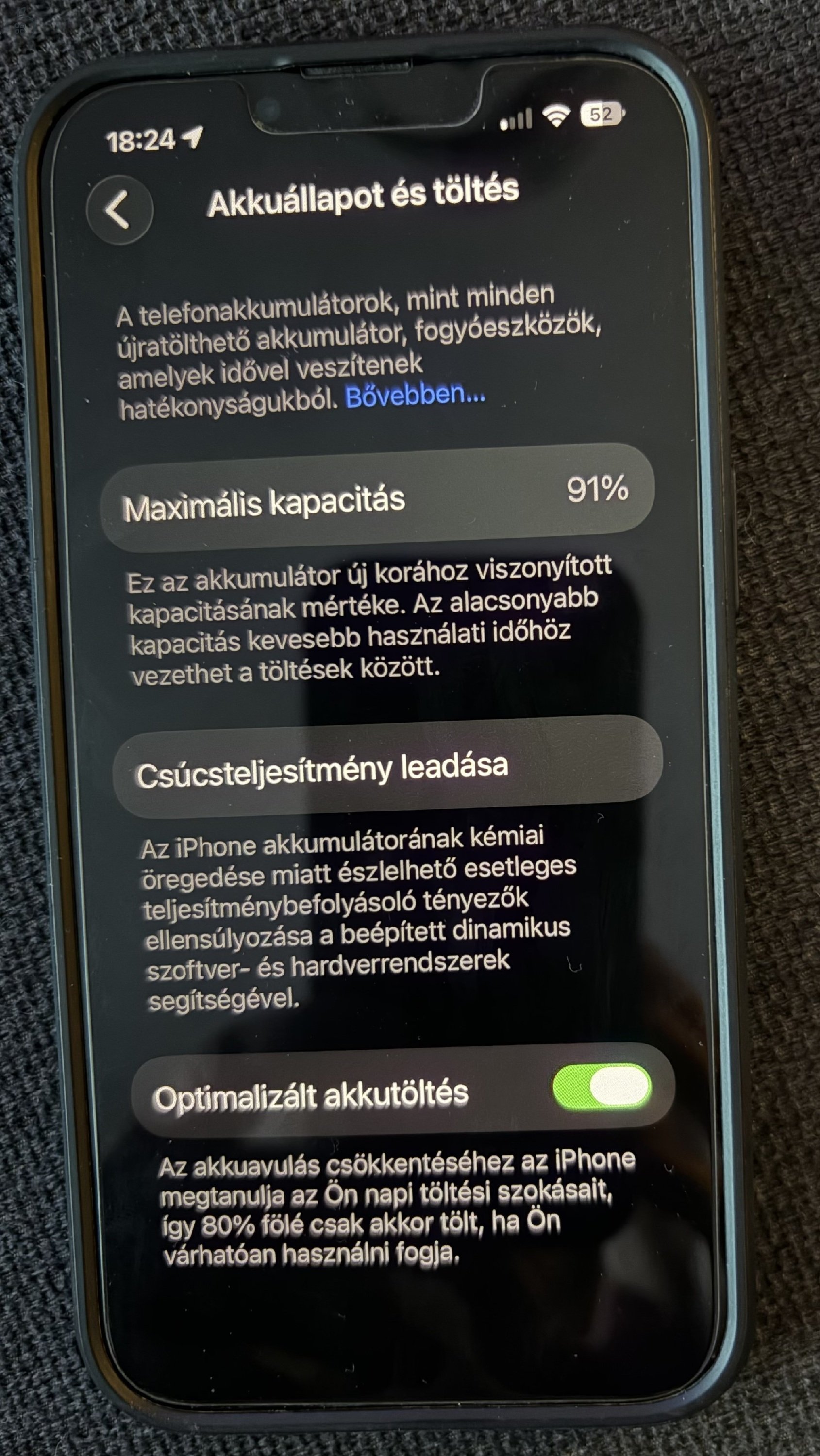 IPhone13 128GB fekete 91%