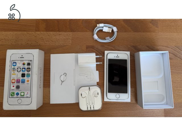 Apple iPhone 5S 16GB Silver, dobozos, tartozékokkal, szép állapotban