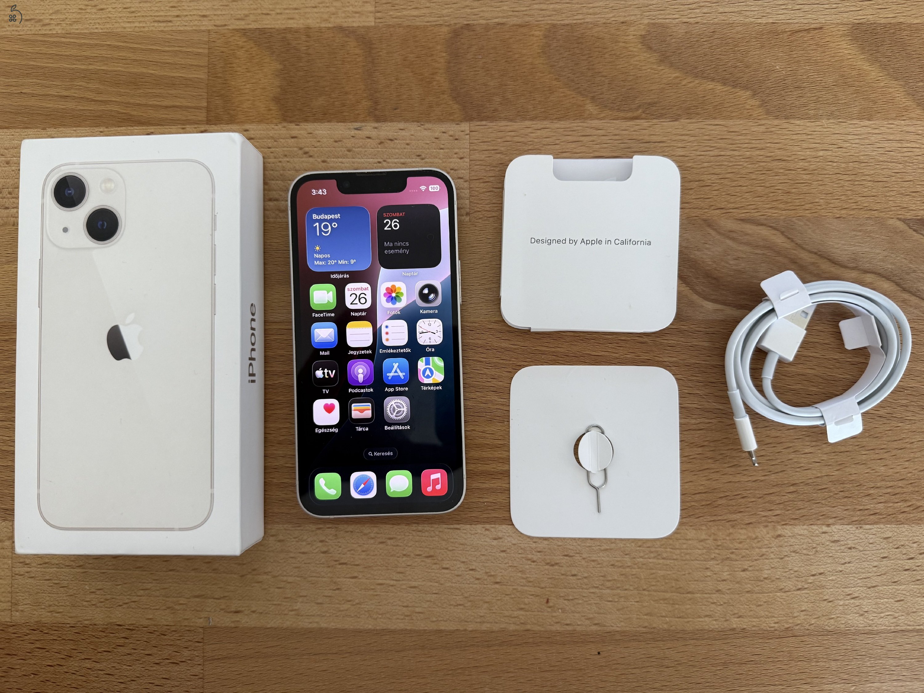 Apple iPhone 13 mini 128 GB Starlight – független, dobozos + 7 tok