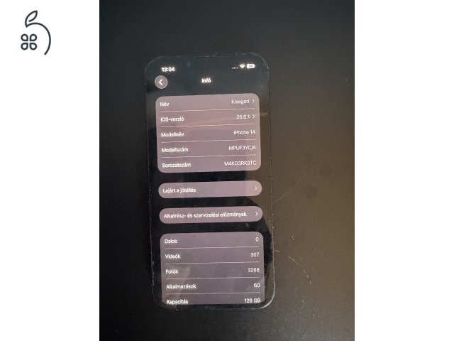 Újszerű iphone 14 128 GB