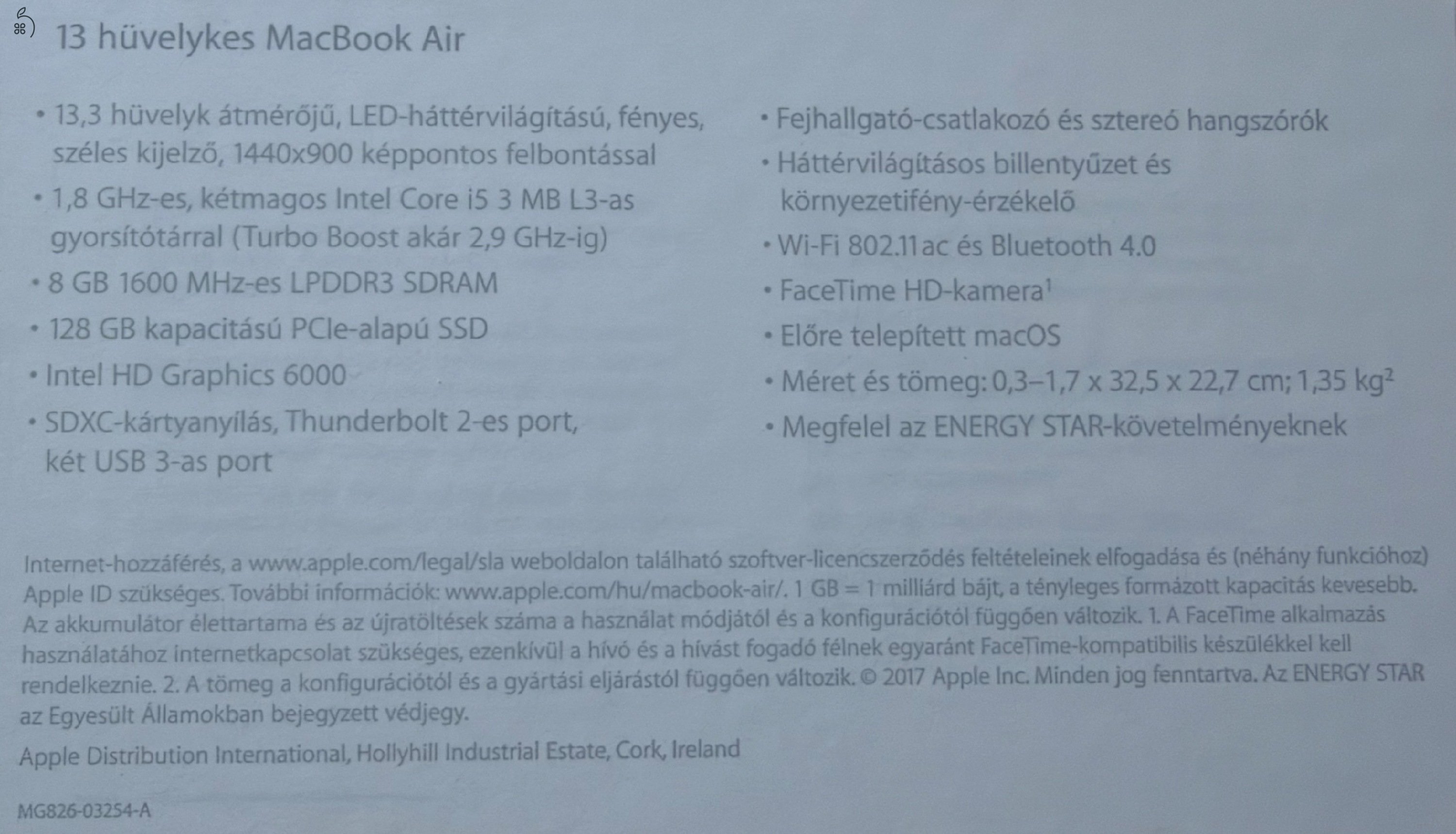 MacBook Air 2017 nagyon jó állapotban