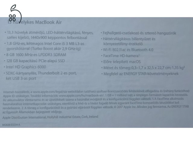 MacBook Air 2017 nagyon jó állapotban