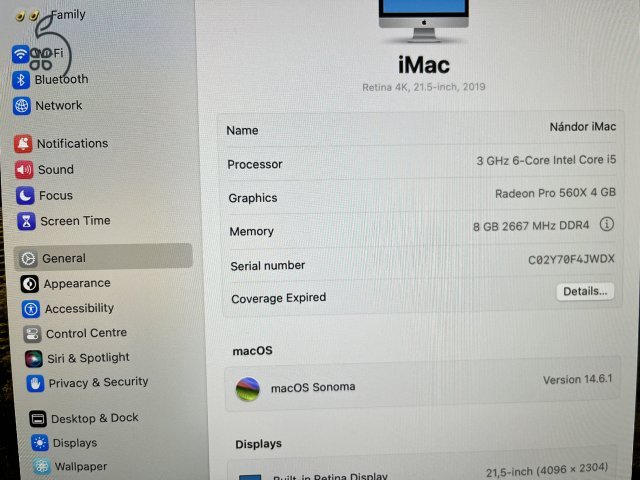 Apple iMac 21,5” Retina 4K (2019) – i5 / Radeon Pro 560X / 1 TB Fusion Drive – nagyon szép állapot