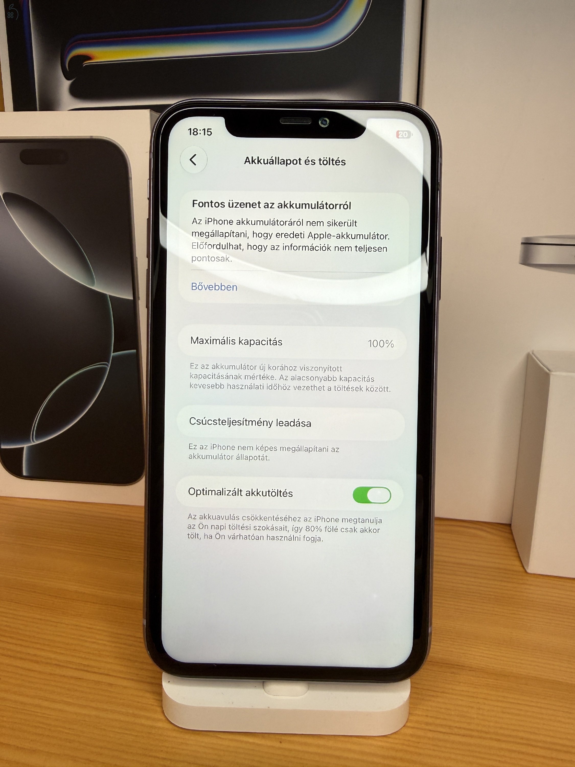 iPhone 11 Független 64GB 100% akku (Kijelző szépséghiba)