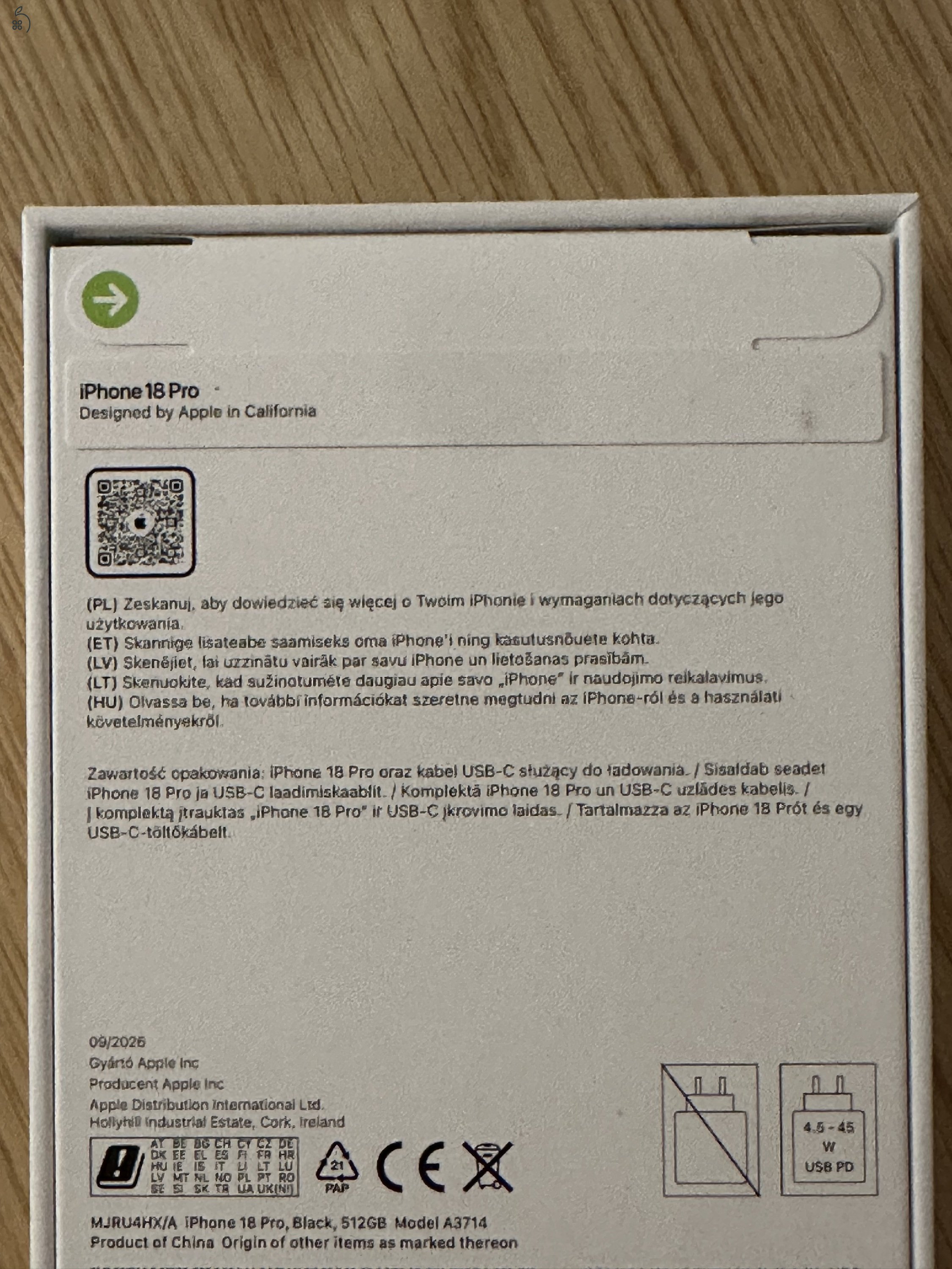 Új bontatlan gyárilag független 18 pro 512 GB matt fekete
